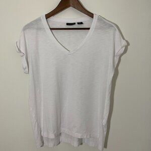 Tahari Rolled Short sleeve V-neck T-shirt - White S
